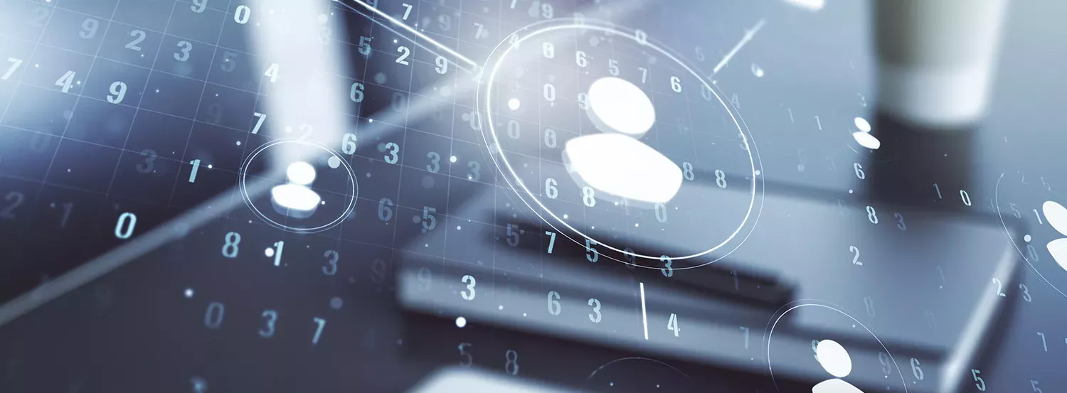 Illustration numérique montrant des icônes de profils humains entourés de cercles et de chiffres, symbolisant des données ou la gestion d’utilisateurs dans un environnement technologique